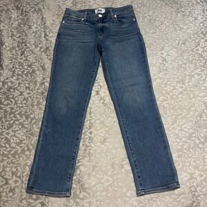 Paige Hoxton Slim High Rise Straight Leg Jeans Brigitte Vintage Blue Womens 25